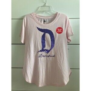 Disney Disneyland Logo Purple Rose Shirt Sequins Two Sided Flip Top NEW